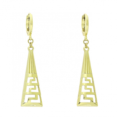 14K KOLCZYKI POZŁACANE 47/11 MM GRECKI AŻUR XUPING 92306