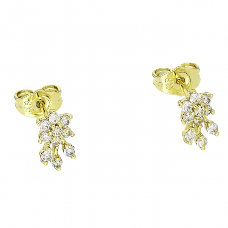 14K KOLCZYKI POZŁACANE 10/5 MM BRYLANTOWE MARGERYTKI XUPING 92319