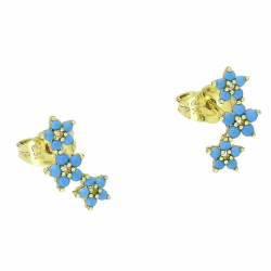 14K KOLCZYKI POZŁACANE 12/5 MM TURKUSOWE MARGERYTKI XUPING 92321