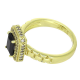 14K PIERŚCIONEK POZŁACANY 11 MM MARKIZA CZARNY BRYLANT XUPING 92322