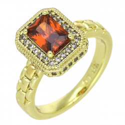 14K PIERŚCIONEK POZŁACANY 11 MM MARKIZA Z GRANATEM XUPING 92325