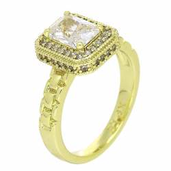 14K PIERŚCIONEK POZŁACANY 11 MM BRYLANTOWA MARKIZA XUPING 92327