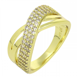 14K PIERŚCIONEK POZŁACANY 9 MM BRYLANTOWA FALA XUPING 92329