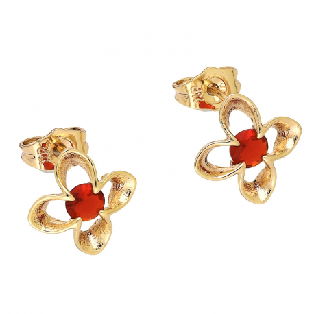 KOLCZYKI POZŁACANE 12 MM LILIA Z RUBINEM XUPING 92519
