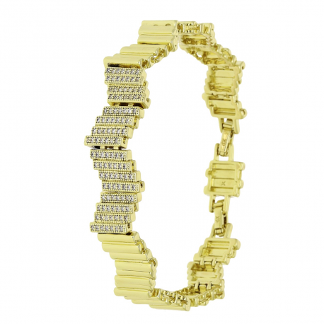 14K BRANSOLETKA POZŁACANA 19-17 CM 14 MM ZYGZAK XUPING 92638