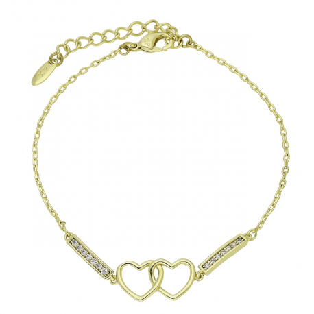 14K BRANSOLETKA POZŁACANA 17+3 CM 9 MM SERCA DWA XUPING 92660