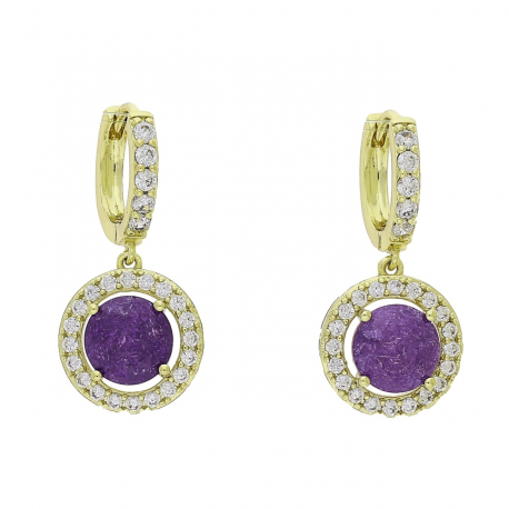 14K KOLCZYKI POZŁACANE 28/13 MM AMETHYST MOON XUPING 92682