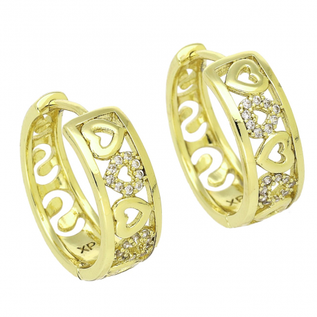 14K KOLCZYKI POZŁACANE 20/7 MM SERDUSZKOWE KÓŁKA XUPING 92700