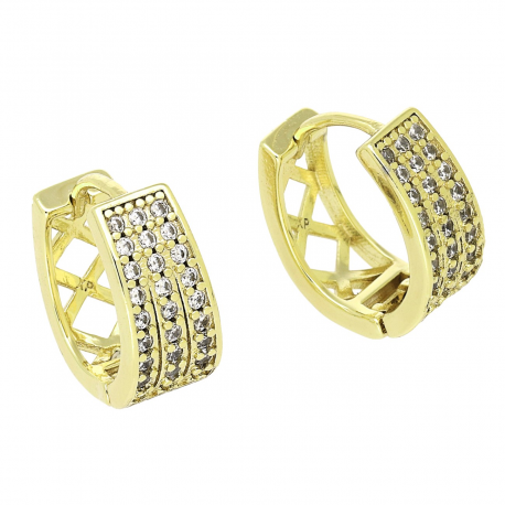 14K KOLCZYKI POZŁACANE 15/7 MM BRYLANTOWE ELEGANTKI XUPING 92702