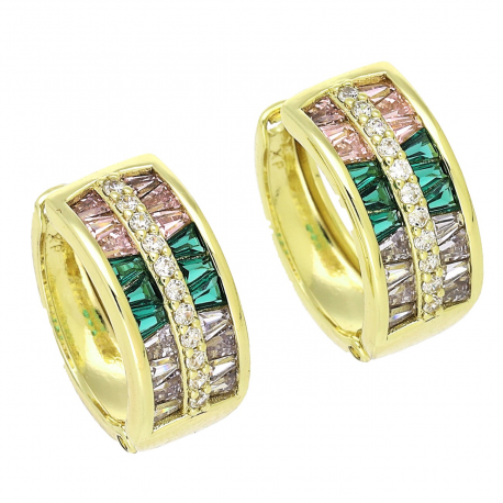 14K KOLCZYKI POZŁACANE 18/8 MM KÓŁKA GRA KOLORÓW XUPING 92704