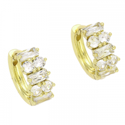 14K KOLCZYKI POZŁACANE 15/7 MM BRYLANTOWE KÓŁKA XUPING 92706
