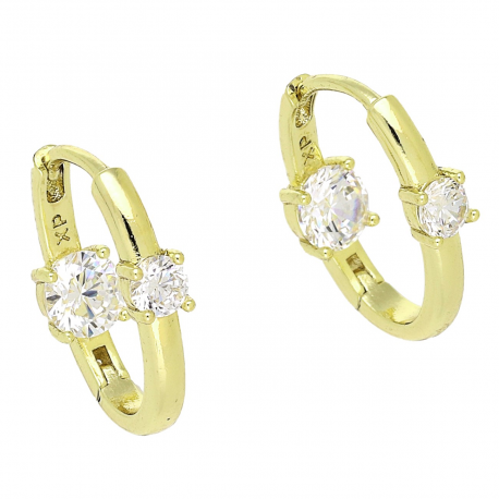 14K KOLCZYKI POZŁACANE 18/5 MM ELEGANTKI Z BRYLANTAMI XUPING 92724