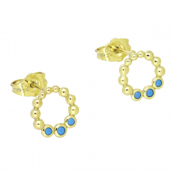 14K KOLCZYKI POZŁACANE 10 MM KRĘGI Z TURKUSAMI XUPING 92735