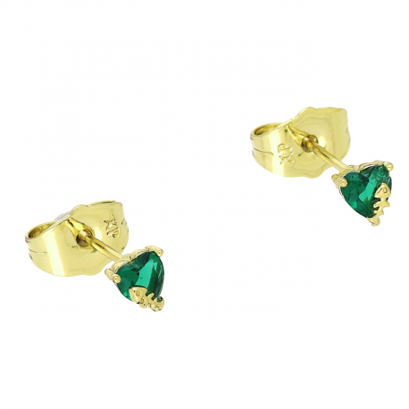 14K KOLCZYKI POZŁACANE 5/4,5 MM SZMARAGD SERCE XUPING 92752
