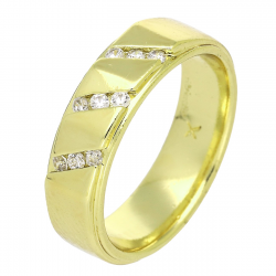 14K PIERŚCIONEK POZŁACANY 5,5 MM Z BRYLANTAMI XUPING 92757