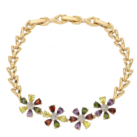 BRANSOLETKA POZŁACANA 19-17,5-16 CM 12 MM KOLOROWA ELEGANCJA XUPING 92873