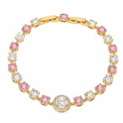 BRANSOLETKA POZŁACANA 18,5-16,5 CM 10 MM RÓŻOWA ELEGANCJA XUPING 92906