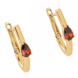 KOLCZYKI POZŁACANE 19/4 MM ELEGANTKI Z GRANATEM XUPING 92942