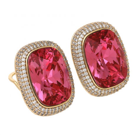 KOLCZYKI POZŁACANE 24/19 MM FUCHSIA CRYSTAL XUPING 93105