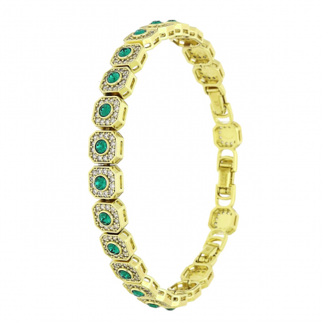 14K BRANSOLETKA POZŁACANA 20-18-16 CM 8 MM EMERALD CRYSTAL XUPING 93123