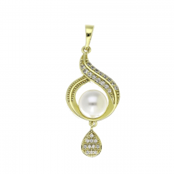 14K ZAWIESZKA POZŁACANA 39/15 MM PERŁY ELEGANCJA XUPING 93189