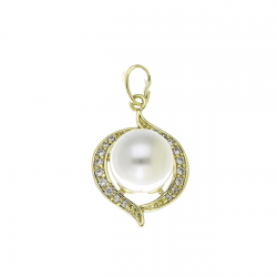 14K ZAWIESZKA POZŁACANA 30/17 MM PERŁY ELEGANCJA XUPING 93190