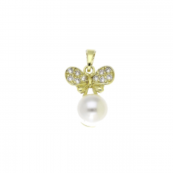 14K ZAWIESZKA POZŁACANA 23/14 MM PERŁY ELEGANCJA XUPING 93191