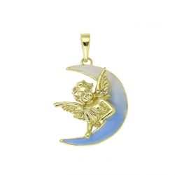 14K ZAWIESZKA POZŁACANA 33/20 MM ANIOŁEK NA KSIĘŻYCU XUPING 93193