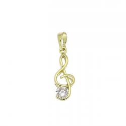 14K ZAWIESZKA POZŁACANA 28/8 MM WIOLINOWY KLUCZ Z BRYLANTEM XUPING 93194