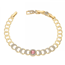 BRANSOLETKA POZŁACANA 20+18+16 CM 10 MM ROSE LIGHT CRYSTAL XUPING 93756