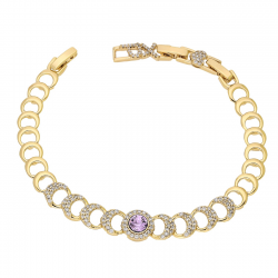 BRANSOLETKA POZŁACANA 20+18+16 CM 10 MM AMETHYST CRYSTAL XUPING 93757