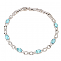 BRANSOLETKA RODOWANA 19+17+15,5 CM 5 MM SAPPHIRE LIGHT CRYSTAL XUPING 93761