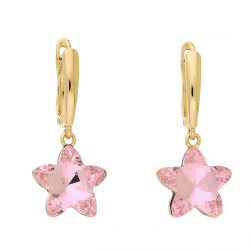 KOLCZYKI POZŁACANE 30/14 MM PINK CRYSTAL XUPING 93772