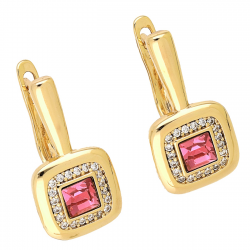 KOLCZYKI POZŁACANE 21/11 MM ROSE LIGHT CRYSTAL XUPING 93773
