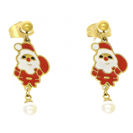 KOLCZYKI POZŁACANE 32/13 MM MERY CHRISTMAS S. STEEL TTM XUPING 93734