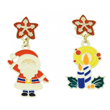 KOLCZYKI POZŁACANE 35/18 MM MERY CHRISTMAS XUPING 94192