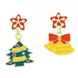 KOLCZYKI POZŁACANE 34/18 MM MERY CHRISTMAS XUPING 94197