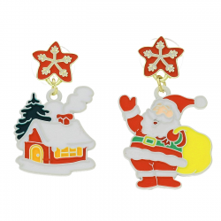 KOLCZYKI POZŁACANE 38/21 MM MERY CHRISTMAS XUPING 94200