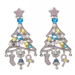 KOLCZYKI PLATYNOWANE 67/32 MM MERY CHRISTMAS ROYAL LUXURY XUPING 94211