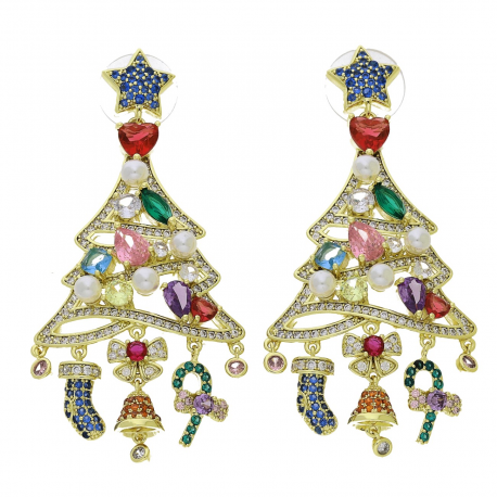 KOLCZYKI POZŁACANE 67/32 MM MERY CHRISTMAS ROYAL LUXURY XUPING 94212