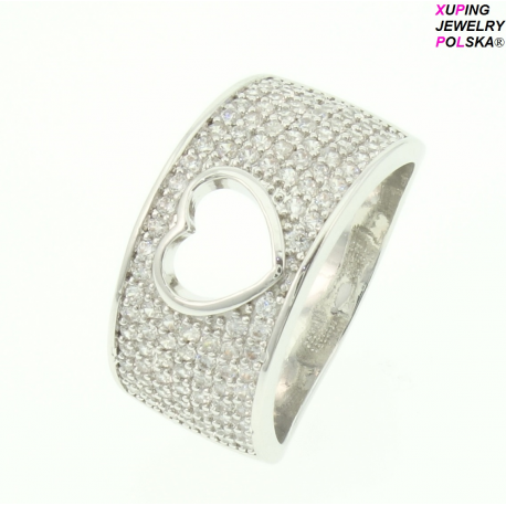 PIERŚCIONEK RODOWANY SERCE WŚRÓD BRYLANTÓW XUPING HIT 5976