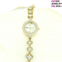 BRANSOLETKA POZŁACANA 20CM/23MM LUXURY ZEGAREK Z BRYLANTAMI XUPING 10494