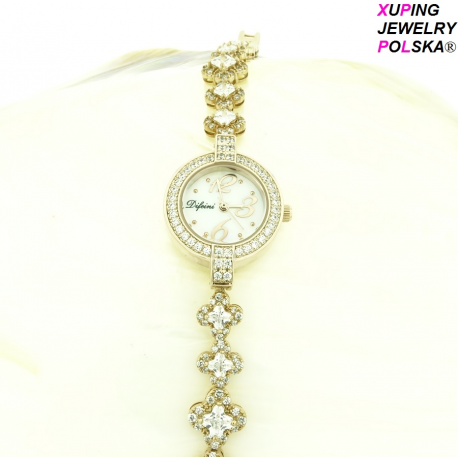 BRANSOLETKA POZŁACANA 20CM/23MM LUXURY ZEGAREK Z BRYLANTAMI XUPING 10494