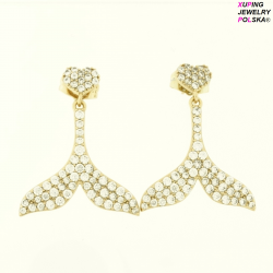 KOLCZYKI POZŁACANE 29/23MM BRYLANTOWY OGON ORKI XUPING 11014