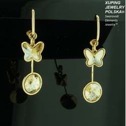 KOLCZYKI POZŁACANE 3 W 1 38/10MM LIGHT TOPAZ CRYSTAL SWAROWSKI XUPING 12587