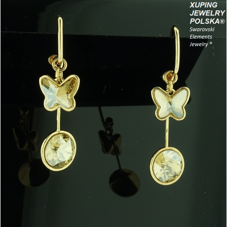 KOLCZYKI POZŁACANE 3 W 1 38/10MM LIGHT TOPAZ CRYSTAL SWAROWSKI XUPING 12587