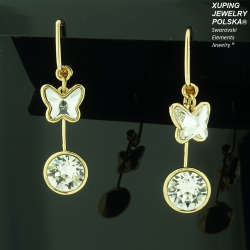 KOLCZYKI POZŁACANE 3 W 1 38/10MM CRYSTAL SWAROWSKI XUPING 12590