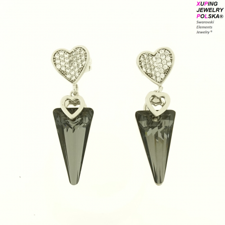 KOLCZYKI RODOWANE 32/9MM SILVER NIGHT CRYSTAL SWAROVSKI XUPING 13438