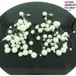 KOLCZYKI RODOWANE 100MM PERŁOWE ROZTRZEPAŃCE XUPING 13375