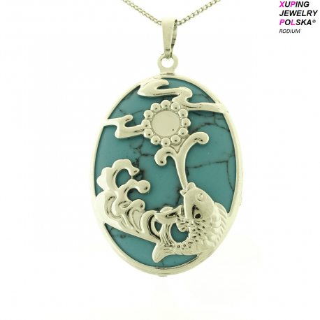 ZAWIESZKA RODOWANA 54/31MM TURKUSOWA XUPING JEWELRY 15334